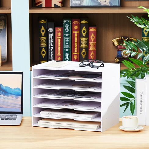 Scrapbook Paper Organizer 4 Tier File Organizer for Desk 12 x 12 Stackable Paper Trays Paper Holder Organizer Desktop File Organizer for Home Office School Decorations in Saudi Arabia