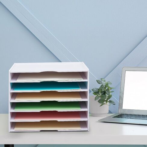Scrapbook Paper Organizer 4 Tier File Organizer for Desk 12 x 12 Stackable Paper Trays Paper Holder Organizer Desktop File Organizer for Home Office School Decorations in Saudi Arabia