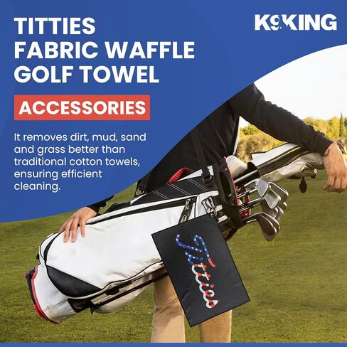 Black Funny Golf Microfiber Towel - Premium Towel for Golf Bags with Magnetic Holder - Ideal Golf Accessories for Men and Women-Golf Club Bag Accessories for a Fun Golfing Experience | Great Gift Idea in Saudi Arabia