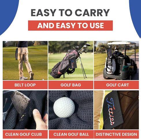 Black Funny Golf Microfiber Towel - Premium Towel for Golf Bags with Magnetic Holder - Ideal Golf Accessories for Men and Women-Golf Club Bag Accessories for a Fun Golfing Experience | Great Gift Idea in Saudi Arabia