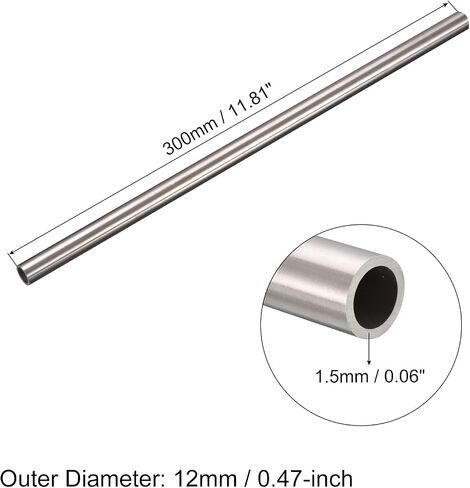 uxcell 304 Stainless Steel Tube, OD 18mm x 2mm Wall Thick 250mm Length Capillary Metal Tubing for Industry Machinery in Saudi Arabia