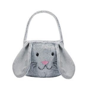 Easter Bunny Basket,Cute Easter Bucket Bags with Rabbit Ears for Easter Eggs Hunting,Easter Decorations,Candy Gifts Storage (Brown/White)