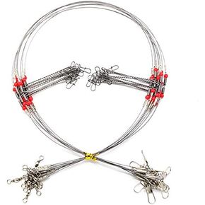 10Pcs Wire Trace Leader Rig Stainless Steel 2 Arm Fishing Rigs Tackle Lure Swivel Snaps Beads High-Strength Fishing Wire