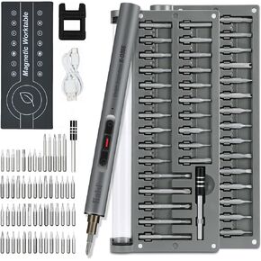 Kaisi Electric Screwdriver Set,60 Piece Mini Precision Cordless Screwdriver with 55 S2 Steel Bits Rechargeable Power Screw driver with LED Lighting,Repair Tool Kit for Phone Computer Laptop Watch