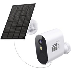 AOSU 5MP Security Cameras Outdoor Wireless, 166° Ultra-Wide-Angle, Solar Powered Home Security Camera System with Color Night Vision, Spotlight, 32G Local Storage, Support 2.4G & 5G WiFi Router