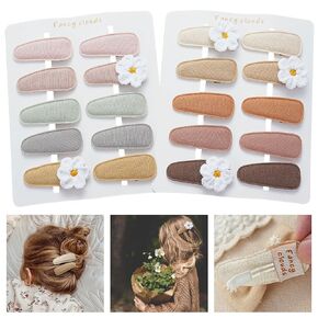 Fancy Clouds 20 Pack Baby Hair Clips for Girls Toddler,Neutral Fully Lined Fabric Snap Clips Pins With Flower print,Handmade Hair Accessories Barrettes for School Age Kids Children Women Gifts