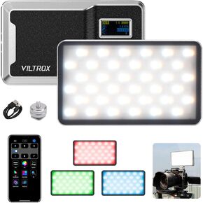 VILTROX 6000mAh RGB Video Light, Bluetooth Control On Camera Video Light, All Metal RGB Portable LED Photography Lighting, Led Camera Light Panel for Video Recording (Retro 08X)