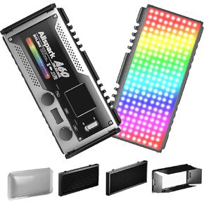 BOLING A60 On Camera Video Light, 60W RGBW LED Photography Light, 2500K-10000K CRI/TLCI 97, 0-360° RGB Color Gamut, Quick Function Adjustment, 22 Light Effects Modes with Honeycomb and Soft Box