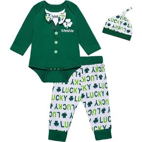 Baby Boy Outfit My First St. Patrick's Day Cute Infant Irish Clover Long Sleeve Clothes Set