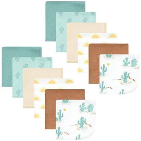 Hudson Baby Unisex Baby Flannel Cotton Washcloths, Desert Cactus 12 Pack, One Size