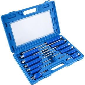 Lichamp 12-Piece Screw Driver Set Heavy Duty, Go-Thru Magnetic Screwdriver Set Kit with High Torque 6 Phillips & 6 Flat Head Tips