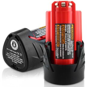 2 Packs 3.0Ah 12 Volt 48-11-2420 Battery Replacment for Milwaukee 12V Battery Lithium 48-11-2401 48-11-2402 48-11-2420 48-11-2440 48-11-2460(Red)