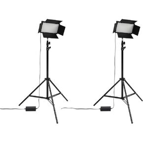 Acurit Colorview Lux Artist Studio Light 2 Pack - Adjustable Photography Lighting Kit 3 Color Temps, 4 Metal Barn Doors, 4160 Lumens LED - Remote Control, AC Power Supply, 6’6" Light Stands Included