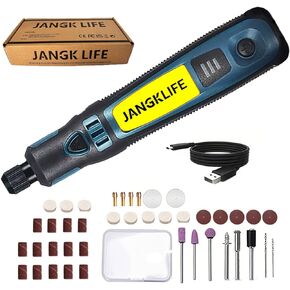 JANGKLIFE Cordless Rotary Tool Kit 3.7V, Comes with 41 Accessories, USB Charging Cord, 3-Speed ​​Adjustable for Drilling, Cutting, Sanding, Engraving, Polishing and DIY Crafts
