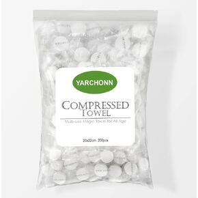 YARCHONN 200pcs Compressed Face Towel Coin Size, Hand Towels Portable Compact Disposable Cotton Wipes Tissues Handy for Outdoor Hiking Camping Traveling, Home Wipes