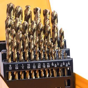 145Pcs Cobalt Drill Bits Set, M35 HSS, 135 Degree Tip, Twist Jobber Length Drill Bit Kit for Hardened Metal, Cast Iron, Stainless Steel, Plastic and Wood with Storage Case, 1/16"-1/2"