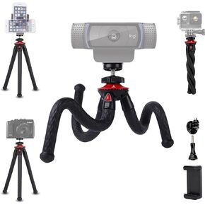 NexiGo Mini Tripod for Camera/Phone/Webcam, Flexible Camera Tripod Stand, Compatible Logitech Webcam C920 C922 Brio iPhone/Android/Camera, Vlogging/Live Streaming (Black)