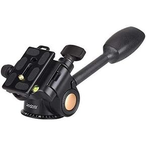 Andoer Camera Tripod Handle Ball Head 3-Way Fluid Head with Quick Release Plate 360 Degree Rotation for Canon Nikon Sony DSLR Camera Max. Load 6Kg
