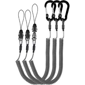 Lix&Rix Coiled Lanyards with Carabiner, Ring and Quick Release Detachable Buckle for Fishing Equipment Keys, Cards, Tools