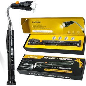LOCONHA Magnetic Pickup Tool with LED Lights, Telescoping Magnet Flashlight, Cool Gadget Birthday Gifts Christmas Day Gifts for Men, Handyman, Husband, Boyfriend, Him, Father, Dad