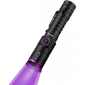 Alonefire SV87 365nm UV Flashlight Zoom 5W Type C USB Rechargeable Black Light Money Detector for Resin Curing, Pet Urine Detection, Scorpion, Fishing, Minerals, Leaks, Cure Glue with Battery
