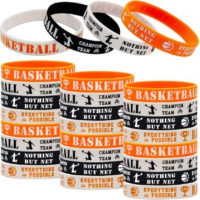 24 Packs Basketball Theme Silicone Bracelets Party Supplies