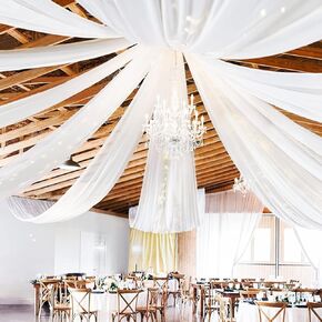 6 Panels White Ceiling Drapes for Wedding Ceiling Drapes 5ftx20ft Wedding Arch Draping Fabric Sheer Curtains Voile Chiffon Drapery Draping Wedding Ceiling Decorations for Party Ceremony Stage Swag