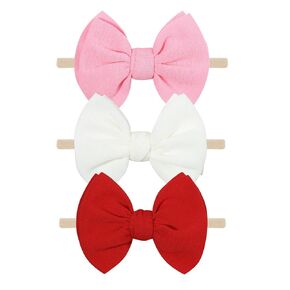 VHWMHEAD Valentines Baby Girl Bows Headbands Red Hairbands 4.5'' Hair Bow Nylon Valentines Day Hairbands Hair Accessories for Newborn Infant Toddler Pink White