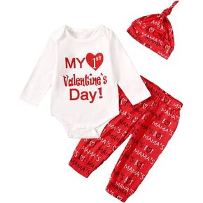Detigee Baby Boy First Valentines Day Outfit Newborn My 1st Valentines Day Clothes Boy Valentines Day Outfit