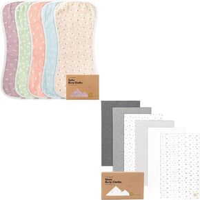 KeaBabies 5-Pack Organic Muslin Baby Burp Cloths and 6-Pack Baby Burp Cloths for Baby Boys and Girls - White Burp Cloth - Organic Cotton Burp Clothes for Baby Boy - Burp Rags in Kuwait
