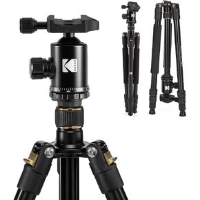 KODAK Photo Gear 63" Tripod & Monopod with 360° Ball Head | Premium Professional 2-in-1 Aluminum Camera Stand with Bluetooth Remote Control & Smartphone Adapter | Compact & Portable for Work & Travel