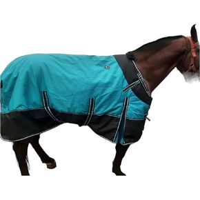 Majestic Ally 600 D Ripstop Nylon Horse Turnout Blanket with Waterproof, Heavyweight Coverage, Rain and Weather Resistant for Fall, or Cold Winter Weather, 250 GSM Fill (Turquoise Black, 72 - Inch)