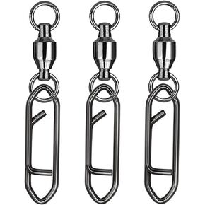 Atibin Snap Connector Fishing Swivels Stainless Bearing Ball Snap Swivels Steel Quick Change Fishing Clips Swivel Black Nickel