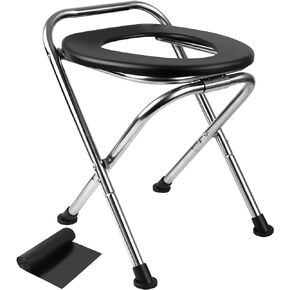 Portable Toilet for Camping, Portable Toilet Seat, Portable Toilet Travel, Stainless Steel Portable Toilet, Foldable Portable Toilet for Camping/Car(Black)