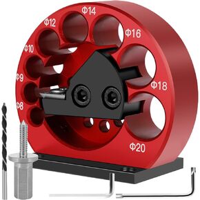 4 Pcs Dowel Maker Jig Kit, Carbide Inserts Dowel Maker, Metric 8-20mm 8 Holes Adjustable Dowel Cutter Plate, Aluminum Alloy Electric Drill Milling Dowel Round Rod Auxiliary Tool for Wood Rods