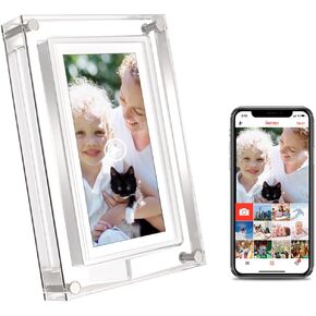 FRAMEO 5 Inch Smart WiFi Acrylic Digital Photo Frame IPS LCD Touch Screen, Auto-Rotate Portrait and Landscape, Built in 32GB Memory,Gift Choose Acrylic Digital Picture Frame