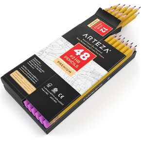 Arteza HB Pencils #2, Pack of 72, Wood-Cased Graphite Pencils in Bulk, Pre-Sharpened, with Latex-Free Erasers, Office & School Supplies for Exams and Classrooms