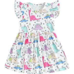 Toddler Baby Girl Summer Dress Chicken Print One Piece Ruffle Sleeve A-line Dress Farm Animal Outfit