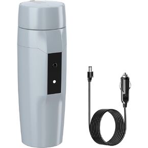 Portable 12V Car Kettle Boiler, Small Electric Travel Kettle, 80W Fast Water Heater, Mini Electric Tea Coffee Mug for Car, Automatic Shut-Off & Restart, Special Power Cord for Car Cigarette Lighters