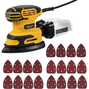 Electric Sander, 220W Detail Sander 13000 OPM Compact Electric Sander with Dust Collector 1.6Amp Power Sander with 20PCS Sandpapers and Transparent Dust Box for Tight Spaces Woodworking in Kuwait