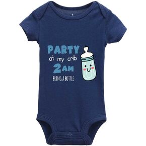 Party at My Crib 2AM Bring A Bottle Print Onesie Baby Universal Short Sleeve Pajamas in Kuwait