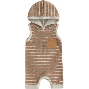 BemeyourBBs Newborn Baby Boy Smmer Clothes Hooded Sleeveless Romper Jumpsuit One Piece Outfit
