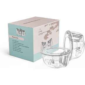 Zomee Wearable Two Silicone Hands Free Collection Cups, Holds up to 8 oz., 24mm and 28mm Soft Silicone Breast Shield Included, BPA and Phthalate Free