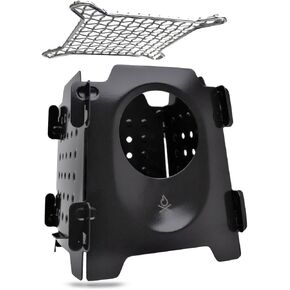 überleben Stoker Flatpack Stove - Compact & Collapsible Organic Fuel Burner - Available in Stainless Steel or Titanium - Includes Waxed Canvas Sleeve - Lightweight, Durable - Survival & Camping Gear