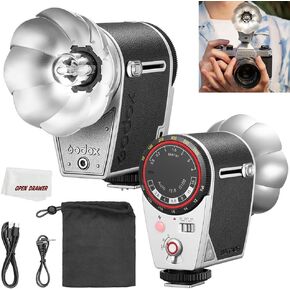 GODOX Lux Cadet Retro Camera Flash, GN10 with 7 Levels Flash Power,CCT 6200K±300K with S1/S2 Optical Control for Sony, for Fuji, for Canon, for Nikon, for Olympus Camera