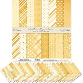 Pattern Paper Pack - Yellow Patterns - Scrapbook Premium Specialty Paper Single-Sided 12"x12" Collection Includes 16 Sheets - by Miss Kate Cuttables
