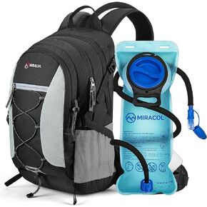 MIRACOL Hiking Hydration Backpack Pack - 18L Water Backpack with 2.5L Bladder - Insulated Hydration Daypack for Women Men