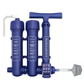 Large Portable Hand Pump Camping Water Filter - Emergency Water Filter Water Purifier System Water Distiller Emergency Portable Filtration for Hiking, Camping (Portable Water Filter)