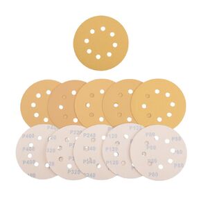 AEROPRO Tools 5 Inch Sanding Discs Hook and Loop, 80/120/240/320/400 Grit Orbital Sander Sandpaper, Sanding Pads for Wood and Automotive, 50 Pack