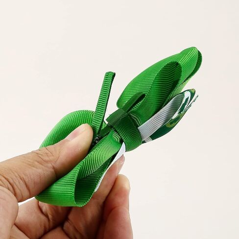 5 Pcs St.Patrick's Day Hair Bows Clips with Alligator Hairpins Shamrock Hair Bows Clips Green Shamrock Clover Hair Pins Handmade Grosgrain Ribbon Bows St Patrick Day Hair Accessories for Kids Babies in Saudi Arabia